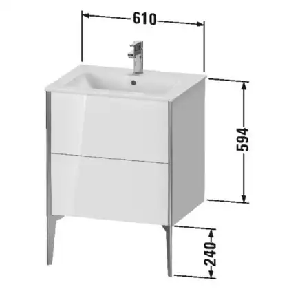 Тумба напольная под раковину Duravit XViu 61 x 48 см, белый матовый (XV44810B118) фото 3 Aquada.com.ua