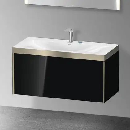 Тумба подвесная с раковиной c-bonded Duravit XViu 100 x 48 см, чёрный глянцевый (XV4611EB140P) фото 2 Aquada.com.ua