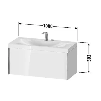 Тумба подвесная с раковиной c-bonded Duravit XViu 100 x 48 см, чёрный глянцевый (XV4611EB140P) фото 3 Aquada.com.ua
