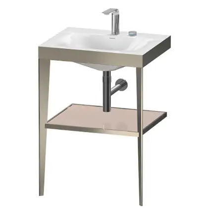 Металлическая консоль с раковиной c-bonded Duravit XViu 60 х 48 х h85 см, матовое шампанское/абрикосовый жемчуг (XV4714EB110) фото 1 Aquada.com.ua Металлическая консоль с раковиной c-bonded Duravit XViu 60 х 48 х h85 см, матовое шампанское/абрикосовый жемчуг (XV4714EB110) фото 1 Aquada.com.ua