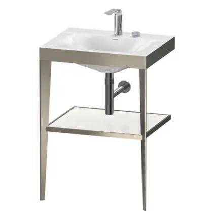 Металлическая консоль с раковиной c-bonded Duravit XViu 60 х 48 х h85 см, матовое шампанское/белый глянцевый (XV4714EB185) фото 1 Aquada.com.ua Металлическая консоль с раковиной c-bonded Duravit XViu 60 х 48 х h85 см, матовое шампанское/белый глянцевый (XV4714EB185) фото 1 Aquada.com.ua