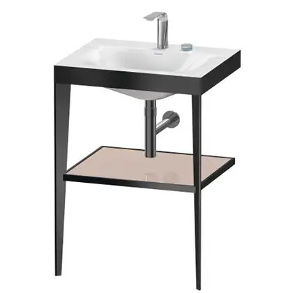 Металлическая консоль с раковиной c-bonded Duravit XViu 60 х 48 х h85 см, чёрный матовый/абрикосовый жемчуг (XV4714EB210) фото 1 Aquada.com.ua Металлическая консоль с раковиной c-bonded Duravit XViu 60 х 48 х h85 см, чёрный матовый/абрикосовый жемчуг (XV4714EB210) фото 1 Aquada.com.ua