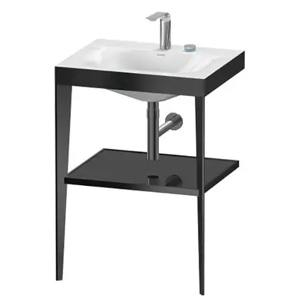 Металлическая консоль с раковиной c-bonded Duravit XViu 60 х 48 х h85 см, чёрный матовый/чёрный глянцевый (XV4714EB240) фото 1 Aquada.com.ua Металлическая консоль с раковиной c-bonded Duravit XViu 60 х 48 х h85 см, чёрный матовый/чёрный глянцевый (XV4714EB240) фото 1 Aquada.com.ua