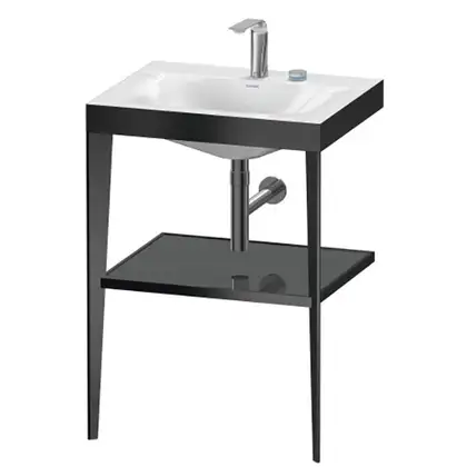 Металлическая консоль с раковиной c-bonded Duravit XViu 60 х 48 х h85 см, чёрный матовый/серый (XV4714EB289) фото 1 Aquada.com.ua