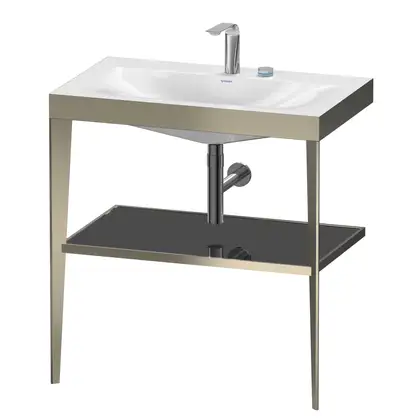 Металлическая консоль с раковиной c-bonded Duravit XViu 80 х 48 х h85 см, матовое шампанское/чёрный глянецевый (XV4715EB140) фото 1 Aquada.com.ua