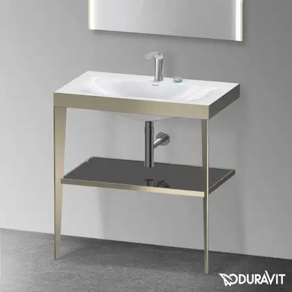 Металлическая консоль с раковиной c-bonded Duravit XViu 80 х 48 х h85 см, матовое шампанское/чёрный глянецевый (XV4715EB140) фото 2 Aquada.com.ua