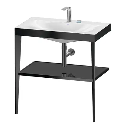 Металлическая консоль с раковиной c-bonded Duravit XViu 80 х 48 х h85 см, чёрный матовый/чёрный глянцевый (XV4715EB240) фото 1 Aquada.com.ua Металлическая консоль с раковиной c-bonded Duravit XViu 80 х 48 х h85 см, чёрный матовый/чёрный глянцевый (XV4715EB240) фото 1 Aquada.com.ua