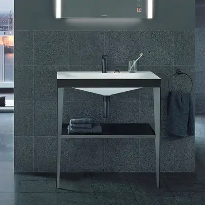 Металлическая консоль с раковиной c-bonded Duravit XViu 80 х 48 х h85 см, чёрный матовый/чёрный глянцевый (XV4715EB240) фото 4 Aquada.com.ua Металлическая консоль с раковиной c-bonded Duravit XViu 80 х 48 х h85 см, чёрный матовый/чёрный глянцевый (XV4715EB240) фото 4 Aquada.com.ua