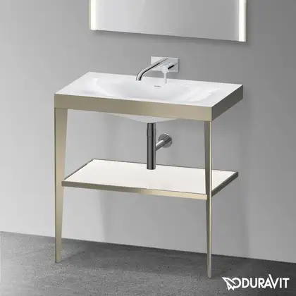 Металлическая консоль с раковиной c-bonded Duravit XViu 80 х 48 х h85 см, матовое шампанское/белый глянецевый (XV4715NB185) фото 2 Aquada.com.ua Металлическая консоль с раковиной c-bonded Duravit XViu 80 х 48 х h85 см, матовое шампанское/белый глянецевый (XV4715NB185) фото 2 Aquada.com.ua