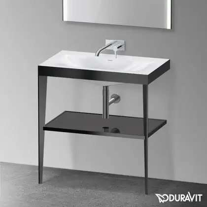 Металлическая консоль с раковиной c-bonded Duravit XViu 80 х 48 х h85 см, чёрный матовый/чёрный глянцевый (XV4715NB240) фото 2 Aquada.com.ua Металлическая консоль с раковиной c-bonded Duravit XViu 80 х 48 х h85 см, чёрный матовый/чёрный глянцевый (XV4715NB240) фото 2 Aquada.com.ua