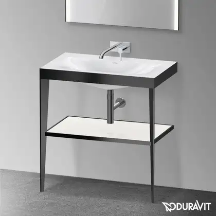 Металлическая консоль с раковиной c-bonded Duravit XViu 80 х 48 х h85 см, чёрный матовый/белый глянцевый (XV4715NB285) фото 2 Aquada.com.ua Металлическая консоль с раковиной c-bonded Duravit XViu 80 х 48 х h85 см, чёрный матовый/белый глянцевый (XV4715NB285) фото 2 Aquada.com.ua