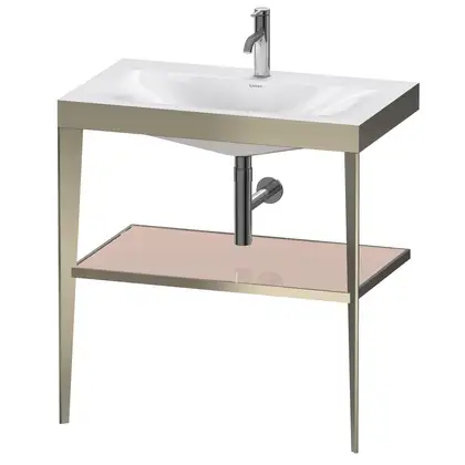 Металлическая консоль с раковиной c-bonded Duravit XViu 80 х 48 х h85 см, матовое шампанское/абрикосовый жемчуг (XV4715OB110) фото 1 Aquada.com.ua Металлическая консоль с раковиной c-bonded Duravit XViu 80 х 48 х h85 см, матовое шампанское/абрикосовый жемчуг (XV4715OB110) фото 1 Aquada.com.ua