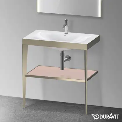 Металлическая консоль с раковиной c-bonded Duravit XViu 80 х 48 х h85 см, матовое шампанское/абрикосовый жемчуг (XV4715OB110) фото 2 Aquada.com.ua Металлическая консоль с раковиной c-bonded Duravit XViu 80 х 48 х h85 см, матовое шампанское/абрикосовый жемчуг (XV4715OB110) фото 2 Aquada.com.ua