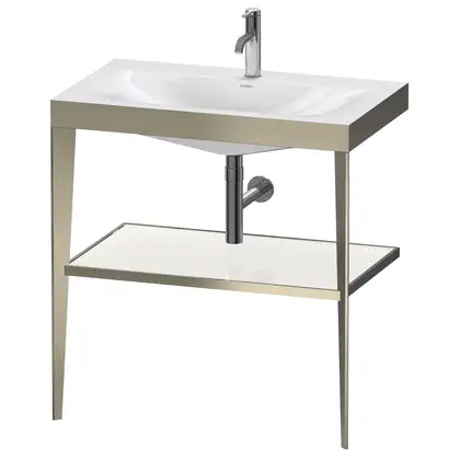 Металлическая консоль с раковиной c-bonded Duravit XViu 80 х 48 х h85 см, матовое шампанское/белый глянцевый (XV4715OB185) фото 1 Aquada.com.ua Металлическая консоль с раковиной c-bonded Duravit XViu 80 х 48 х h85 см, матовое шампанское/белый глянцевый (XV4715OB185) фото 1 Aquada.com.ua