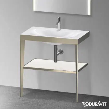 Металлическая консоль с раковиной c-bonded Duravit XViu 80 х 48 х h85 см, матовое шампанское/белый глянцевый (XV4715OB185) фото 2 Aquada.com.ua Металлическая консоль с раковиной c-bonded Duravit XViu 80 х 48 х h85 см, матовое шампанское/белый глянцевый (XV4715OB185) фото 2 Aquada.com.ua