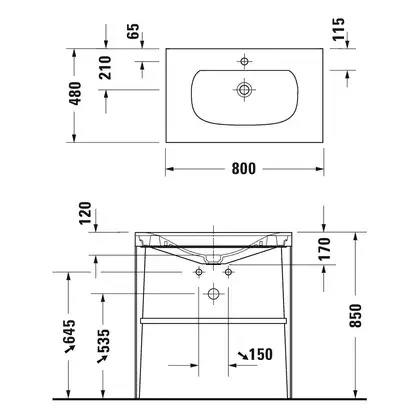 Металлическая консоль с раковиной c-bonded Duravit XViu 80 х 48 х h85 см, чёрный матовый/чёрный глянецевый (XV4715OB240) фото 7 Aquada.com.ua Металлическая консоль с раковиной c-bonded Duravit XViu 80 х 48 х h85 см, чёрный матовый/чёрный глянецевый (XV4715OB240) фото 7 Aquada.com.ua