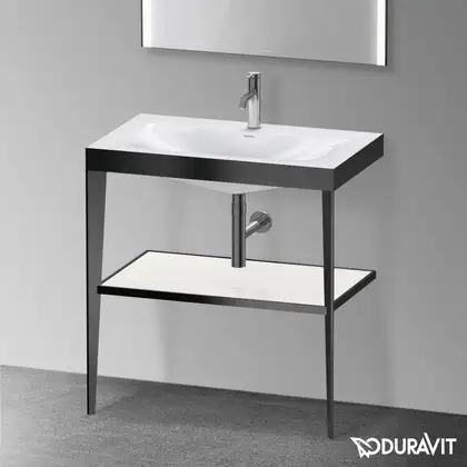 Металлическая консоль с раковиной c-bonded Duravit XViu 80 х 48 х h85 см, чёрный матовый/белый глянцевый (XV4715OB285) фото 2 Aquada.com.ua Металлическая консоль с раковиной c-bonded Duravit XViu 80 х 48 х h85 см, чёрный матовый/белый глянцевый (XV4715OB285) фото 2 Aquada.com.ua