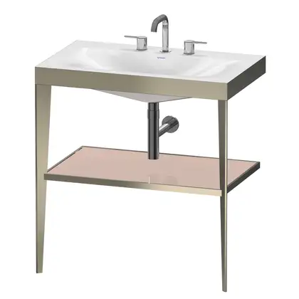 Металлическая консоль с раковиной c-bonded Duravit XViu 80 х 48 х h85 см, матовое шампанское/абрикосовый жемчуг (XV4715TB110) фото 1 Aquada.com.ua
