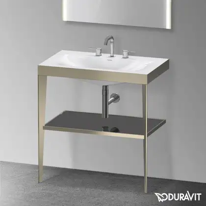 Металлическая консоль с раковиной c-bonded Duravit XViu 80 х 48 х h85 см, матовое шампанское/чёрный глянцевый (XV4715TB140) фото 2 Aquada.com.ua Металлическая консоль с раковиной c-bonded Duravit XViu 80 х 48 х h85 см, матовое шампанское/чёрный глянцевый (XV4715TB140) фото 2 Aquada.com.ua