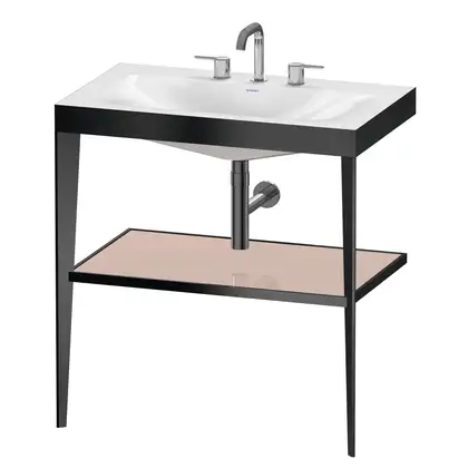Металлическая консоль с раковиной c-bonded Duravit XViu 80 х 48 х h85 см, чёрный матовый/абрикосовый жемчуг (XV4715TB210) фото 1 Aquada.com.ua Металлическая консоль с раковиной c-bonded Duravit XViu 80 х 48 х h85 см, чёрный матовый/абрикосовый жемчуг (XV4715TB210) фото 1 Aquada.com.ua