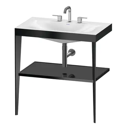 Металлическая консоль с раковиной c-bonded Duravit XViu 80 х 48 х h85 см, чёрный матовый/чёрный глянецевый (XV4715TB240) фото 1 Aquada.com.ua Металлическая консоль с раковиной c-bonded Duravit XViu 80 х 48 х h85 см, чёрный матовый/чёрный глянецевый (XV4715TB240) фото 1 Aquada.com.ua