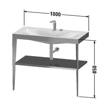 Металлическая консоль с раковиной c-bonded Duravit XViu 100 х 48 х h85 см, матовое шампанское/серый (XV4716EB189) фото 2 Aquada.com.ua