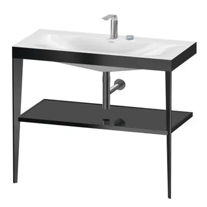 Металлическая консоль с раковиной c-bonded Duravit XViu 100 х 48 х h85 см, чёрный матовый/чёрный глянцевый (XV4716EB240) фото 1 Aquada.com.ua