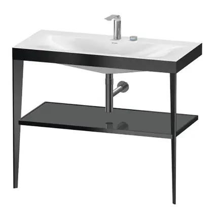 Металлическая консоль с раковиной c-bonded Duravit XViu 100 х 48 х h85 см, чёрный матовый/серый (XV4716EB289) фото 1 Aquada.com.ua