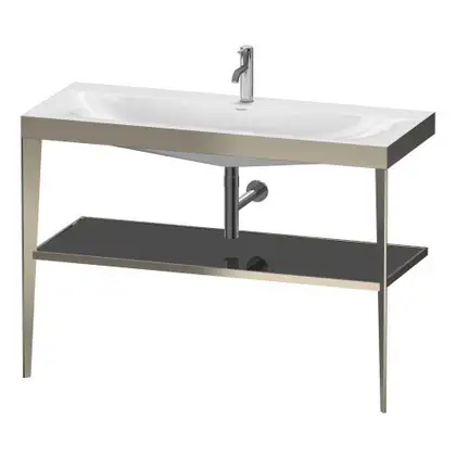 Металлическая консоль с раковиной c-bonded Duravit XViu 120 х 48 х h85 см, матовое шампанское/чёрный глянцевый (XV4717OB140) фото 1 Aquada.com.ua