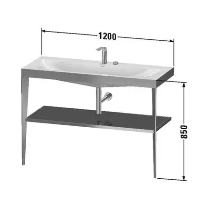 Металлическая консоль с раковиной c-bonded Duravit XViu 120 х 48 х h85 см, матовое шампанское/белый глянцевый (XV4717OB185) фото 3 Aquada.com.ua