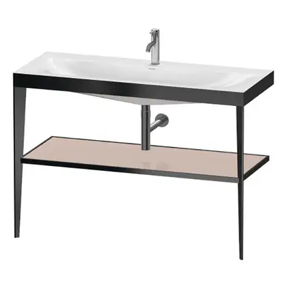 Металлическая консоль с раковиной c-bonded Duravit XViu 120 х 48 х h85 см, чёрный матовый/абрикосовый жемчуг (XV4717OB210) фото 1 Aquada.com.ua
