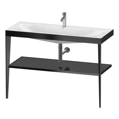 Металлическая консоль с раковиной c-bonded Duravit XViu 120 х 48 х h85 см, чёрный матовый/чёрный глянцевый (XV4717OB240) фото 1 Aquada.com.ua