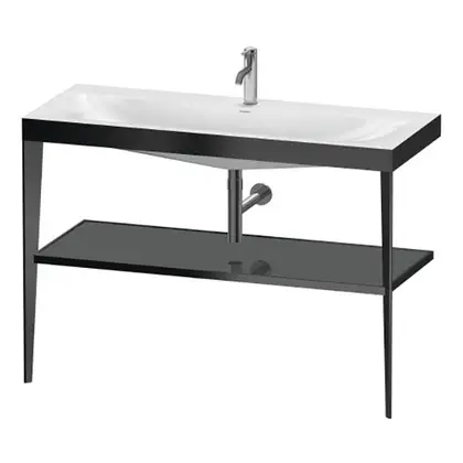 Металлическая консоль с раковиной c-bonded Duravit XViu 120 х 48 х h85 см, чёрный матовый/серый (XV4717OB289) фото 1 Aquada.com.ua