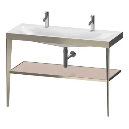 Металлическая консоль с раковиной c-bonded Duravit XViu 120 х 48 х h85 см, матовое шампанское/абрикосовый жемчуг (XV4718OB110) фото 1 Aquada.com.ua