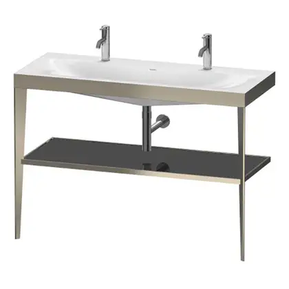 Металлическая консоль с раковиной c-bonded Duravit XViu 120 х 48 х h85 см, матовое шампанское/чёрный глянцевый (XV4718OB140) фото 1 Aquada.com.ua