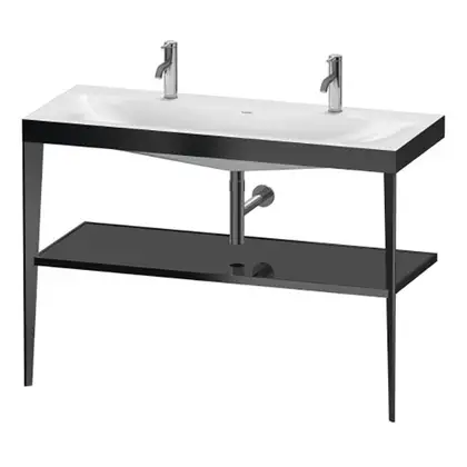 Металлическая консоль с раковиной c-bonded Duravit XViu 120 х 48 х h85 см, чёрный матовый/чёрный глянцевый (XV4718OB240) фото 1 Aquada.com.ua