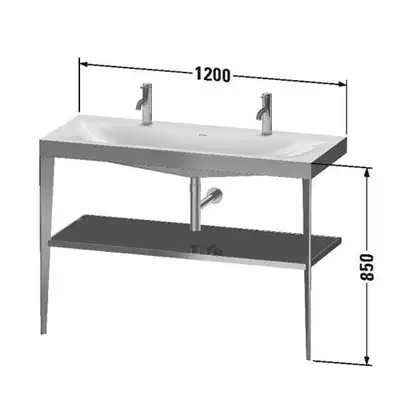 Металлическая консоль с раковиной c-bonded Duravit XViu 120 х 48 х h85 см, чёрный матовый/чёрный глянцевый (XV4718OB240) фото 3 Aquada.com.ua