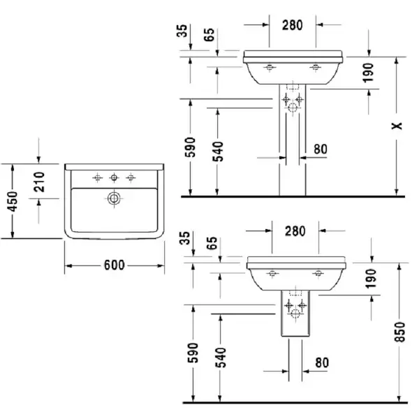Раковина Duravit Starck 3 60х45 см (0300600000) фото 4 Aquada.com.ua Раковина Duravit Starck 3 60х45 см (0300600000) фото 4 Aquada.com.ua