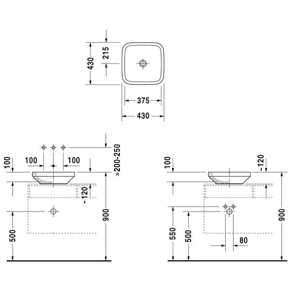 Раковина накладная на столешницу Duravit DuraStyle 43 х 43 см (0349430000) фото 4 Aquada.com.ua Раковина накладная на столешницу Duravit DuraStyle 43 х 43 см (0349430000) фото 4 Aquada.com.ua