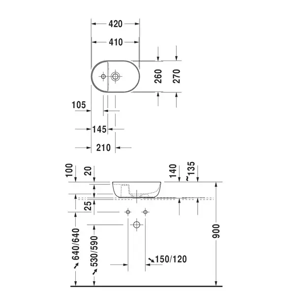 Раковина на столешницу Duravit Luv 420мм, с плоскостью для смесителя (0381420000) фото 3 Aquada.com.ua