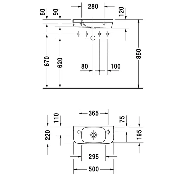 Маленькая (мини) раковина Duravit DuraStyle 50 х 22 см (0713500009) фото 2 Aquada.com.ua