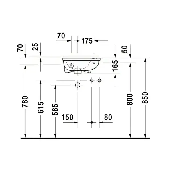 Раковина Duravit Starck 3 40х26 см (отверстие для смесителя справа) (075140000) фото 4 Aquada.com.ua