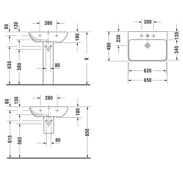 Раковина подвесная Duravit Me by Starck 65 х 49 см (2335650000) фото 2 Aquada.com.ua Раковина подвесная Duravit Me by Starck 65 х 49 см (2335650000) фото 2 Aquada.com.ua