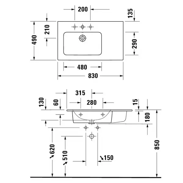 Раковина мебельная, чаша слева Duravit Me by Starck 83 x 49 см (2345830000) фото 2 Aquada.com.ua Раковина мебельная, чаша слева Duravit Me by Starck 83 x 49 см (2345830000) фото 2 Aquada.com.ua