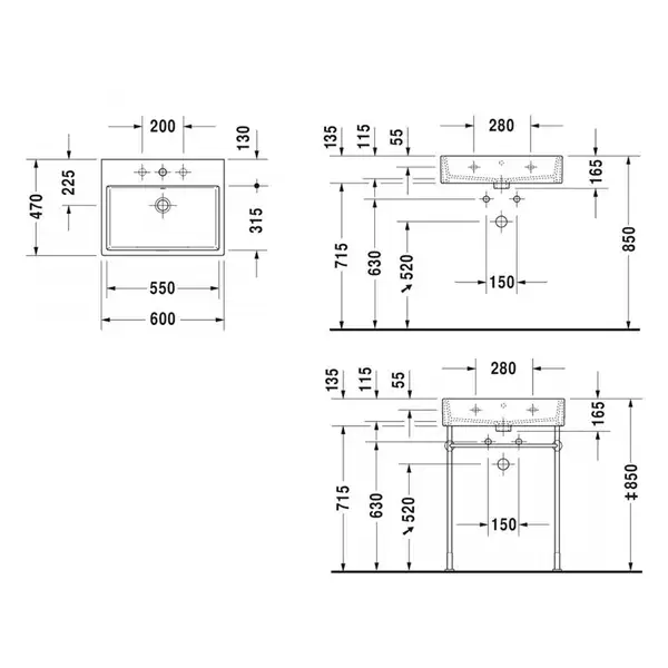 Раковина подвесная / для мебели Duravit Vero Air 3 60 х 47 см (глазуровка снизу) (2350600000) фото 2 Aquada.com.ua Раковина подвесная / для мебели Duravit Vero Air 3 60 х 47 см (глазуровка снизу) (2350600000) фото 2 Aquada.com.ua