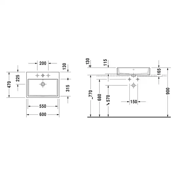 Раковина накладная на столешницу Duravit Vero Air 60 х 47 см (2352600000) фото 2 Aquada.com.ua Раковина накладная на столешницу Duravit Vero Air 60 х 47 см (2352600000) фото 2 Aquada.com.ua