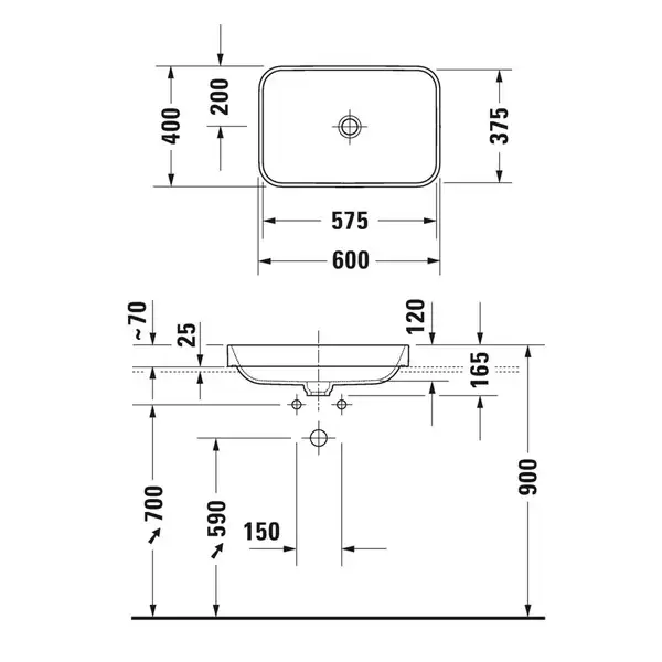 Раковина накладная на столешницу Duravit Happy D.2 Plus 60 х 40 см, антрацит (2359601300) фото 4 Aquada.com.ua