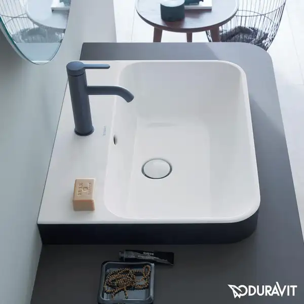 Раковина накладная на столешницу Duravit Happy D.2 Plus 50 х 40 см, белый/антрацит матовый (2360506100) фото 3 Aquada.com.ua Раковина накладная на столешницу Duravit Happy D.2 Plus 50 х 40 см, белый/антрацит матовый (2360506100) фото 3 Aquada.com.ua