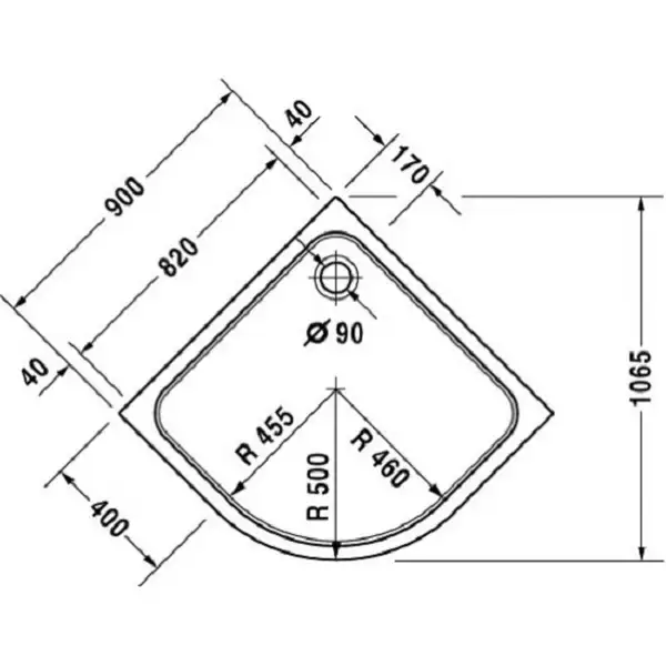 Душевой поддон Duravit D-code D-Code 1/4 круга 900х900 мм (720108000000000) фото 2 Aquada.com.ua