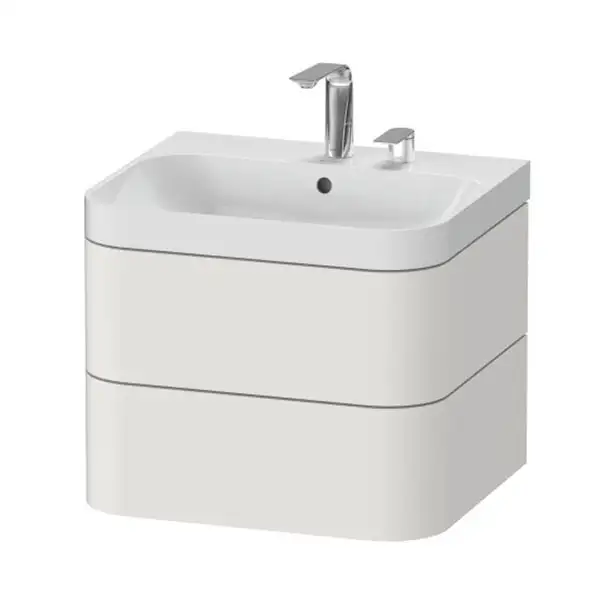 Тумба подвесная с раковиной c-shaped Duravit Happy D.2 Plus 57,5 х 49 см, cкандинавский белый шелковисто-матовый лак (HP4345O3939) фото 1 Aquada.com.ua Тумба подвесная с раковиной c-shaped Duravit Happy D.2 Plus 57,5 х 49 см, cкандинавский белый шелковисто-матовый лак (HP4345O3939) фото 1 Aquada.com.ua